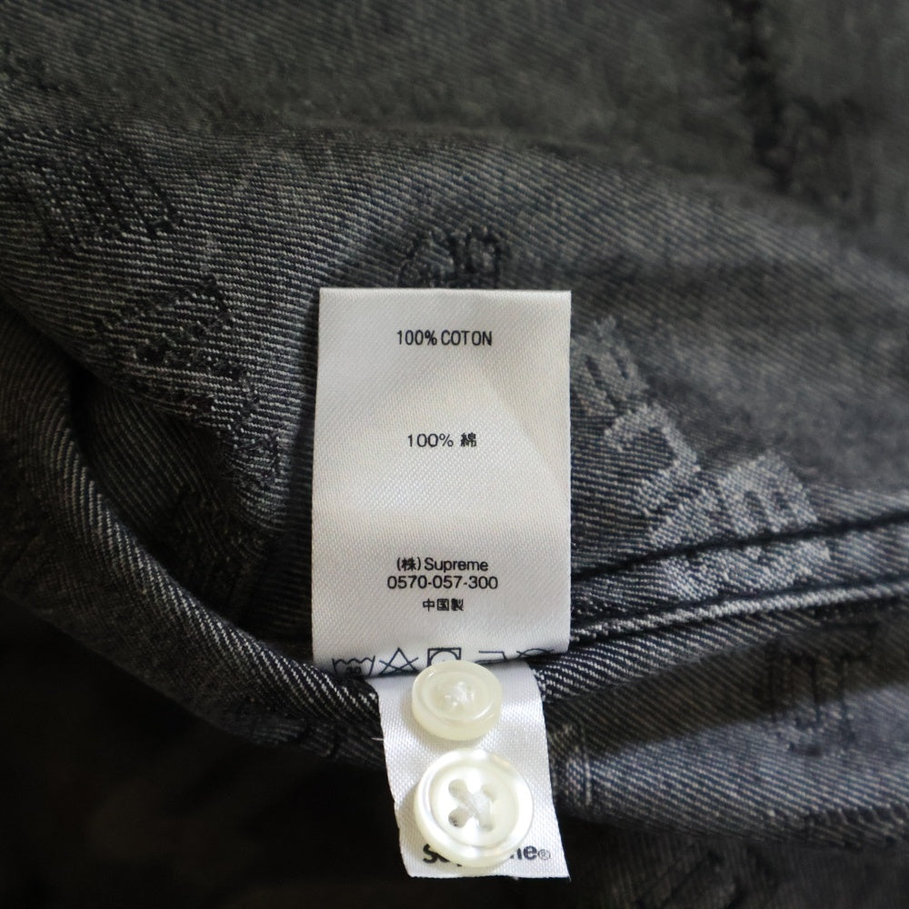 SUPREME(シュプリーム) 19AW Dimensions Logo Denim Shirt ディメンションズ総柄ロゴデザインデニムシャツ ブラック