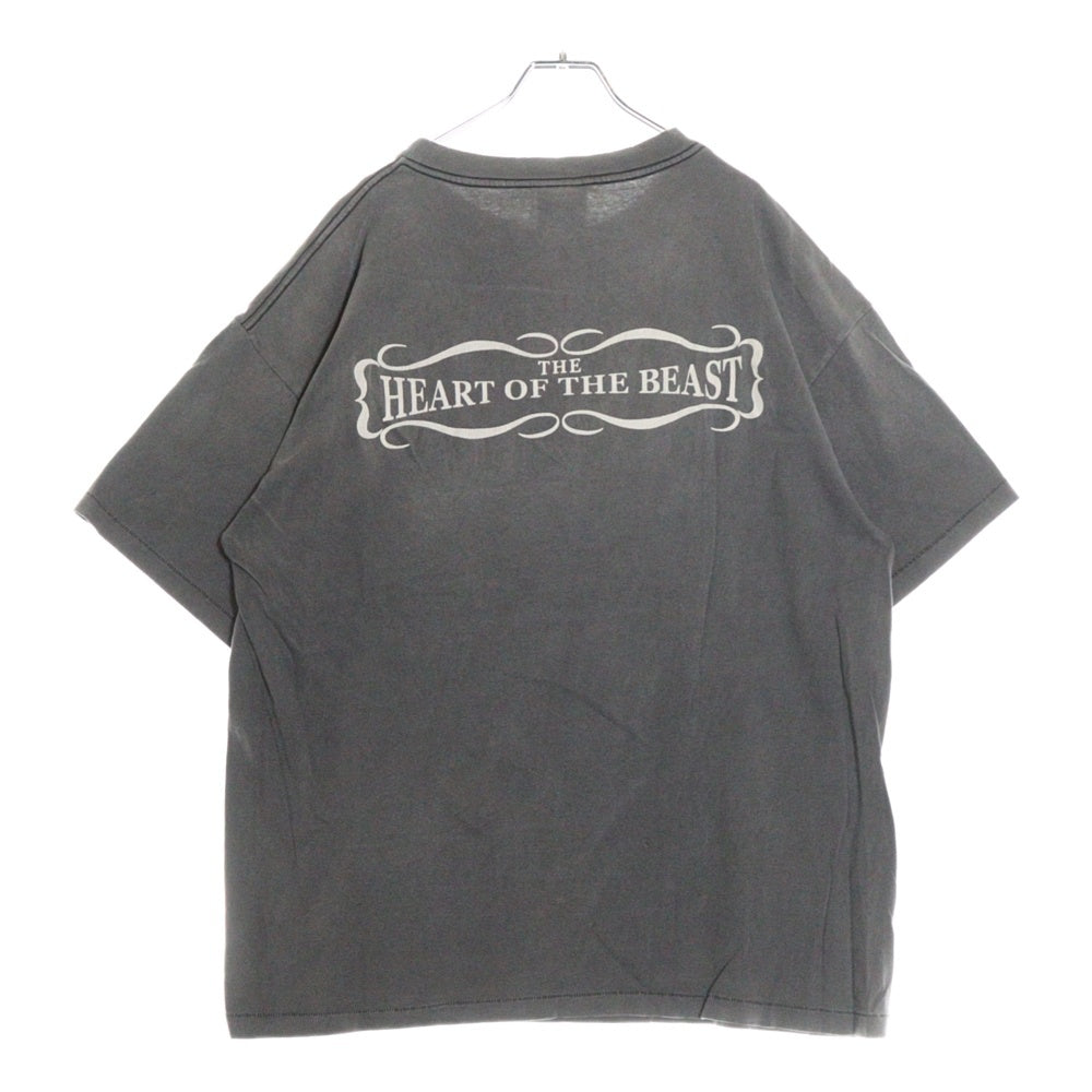 SAINT MICHAEL(セントマイケル) 23SS DEVIL SHORT SLEEVE T-SHIRT ヴィンテージ加工デビルフロントプリントクルーネック半袖Tシャツカットソー グレー SM-S23-0000-002