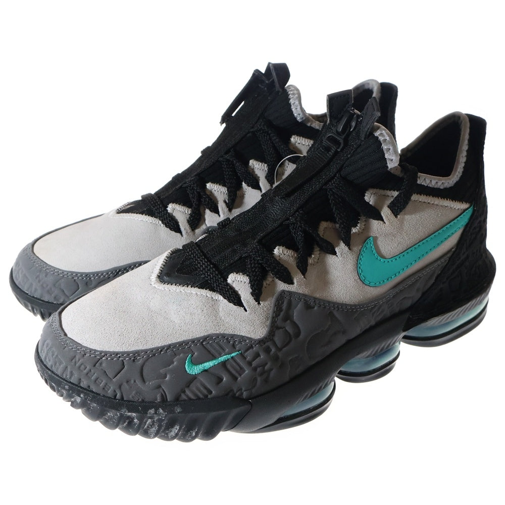 NIKE(ナイキ) ×ATMOS LEBRON 16 LOW EP CLEAR JADE アトモス レブロン16 EP クリアジェイド ローカットスニーカー グレー/ライトブルー US9.5/27.5cm CI3358-003