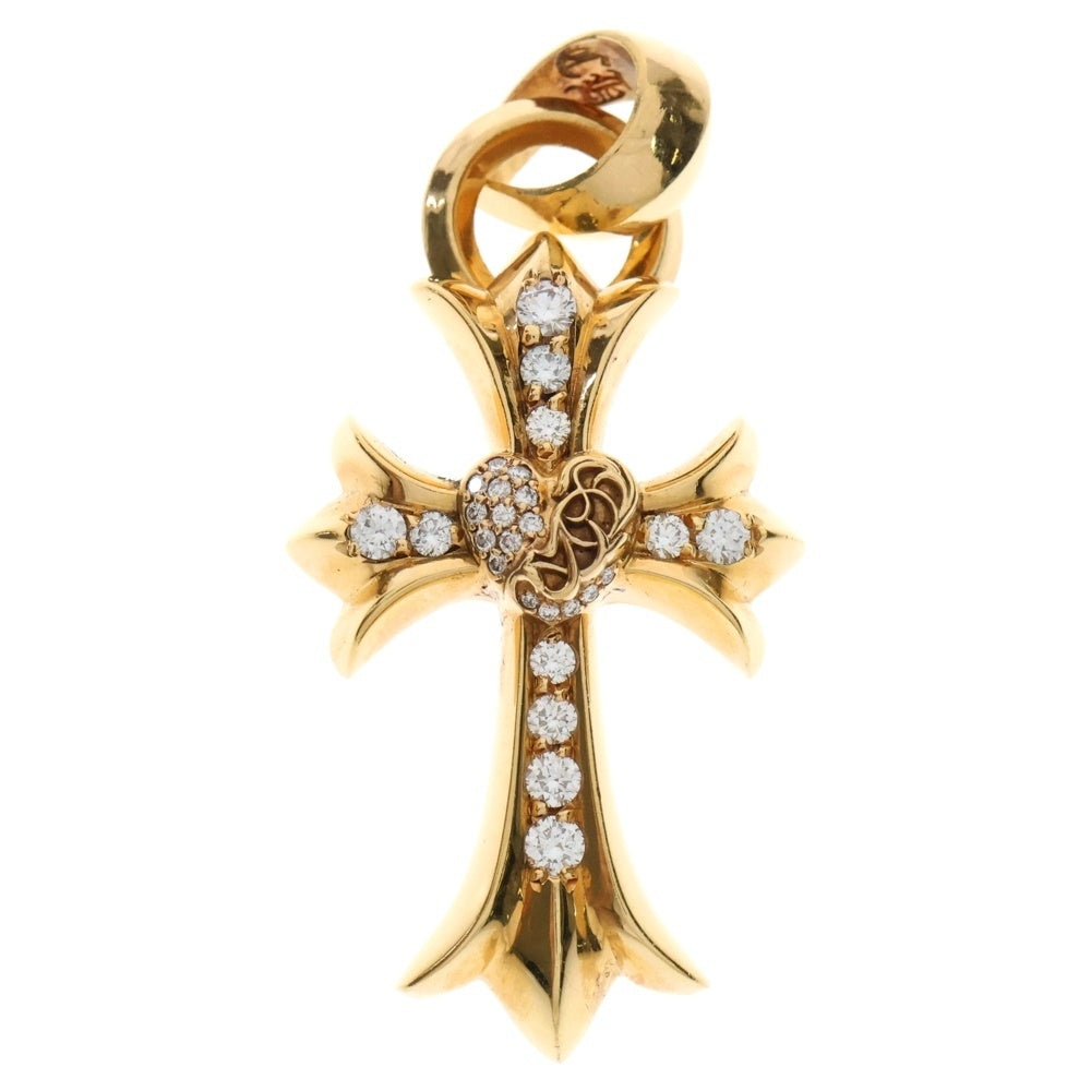 CHROME HEARTS(クロムハーツ) 22K CH CRS HRT P/DIA W/BALE スモールCHクロスハート PAVEダイヤ ネックレストップ ゴールド