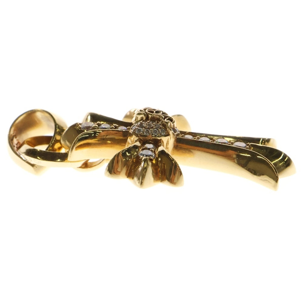 CHROME HEARTS(クロムハーツ) 22K CH CRS HRT P/DIA W/BALE スモールCHクロスハート PAVEダイヤ ネックレストップ ゴールド