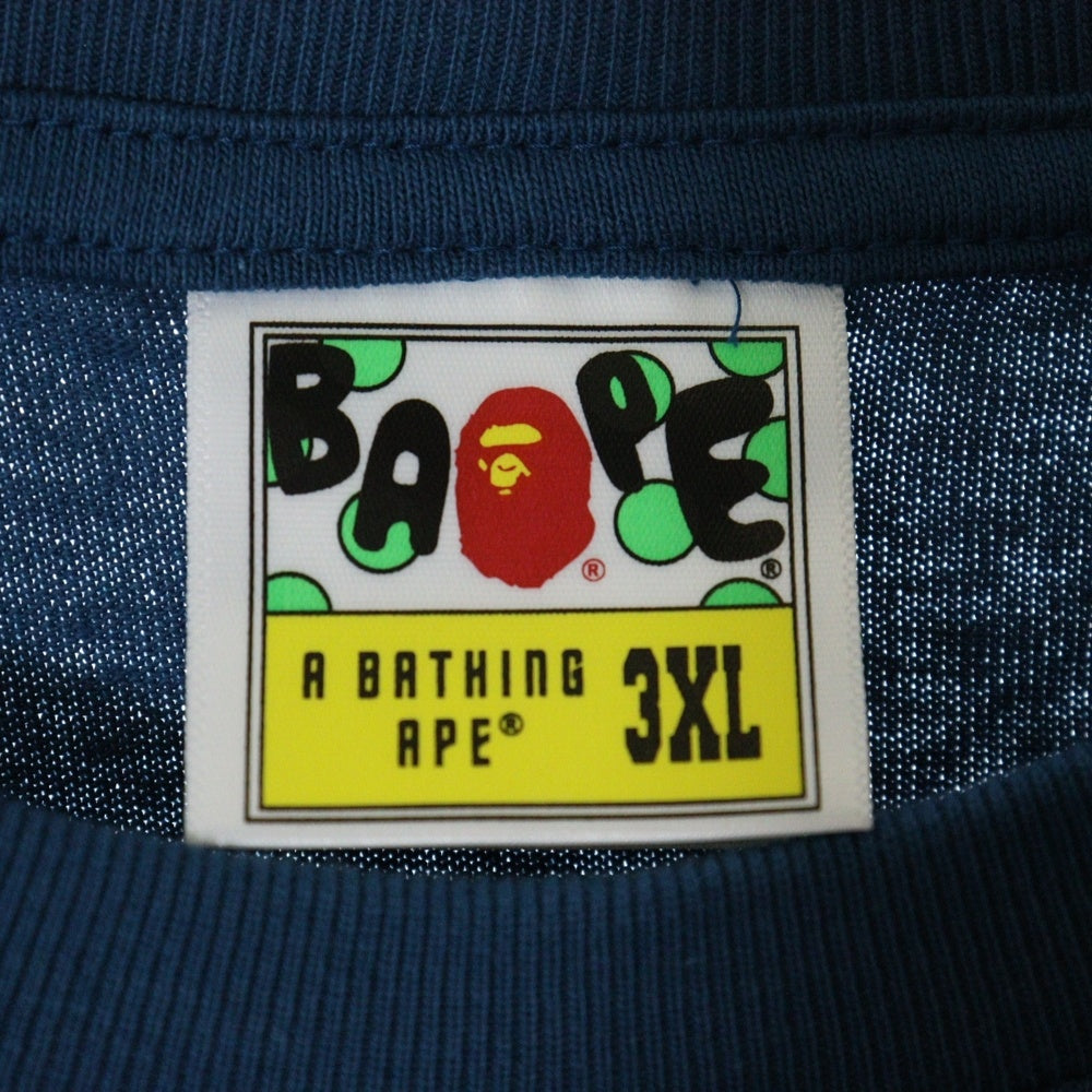 A BATHING APE(アベイシングエイプ) COLLEGE TEE フロントプリント クルーネック半袖Tシャツカットソー ネイビー 001TEL801001M