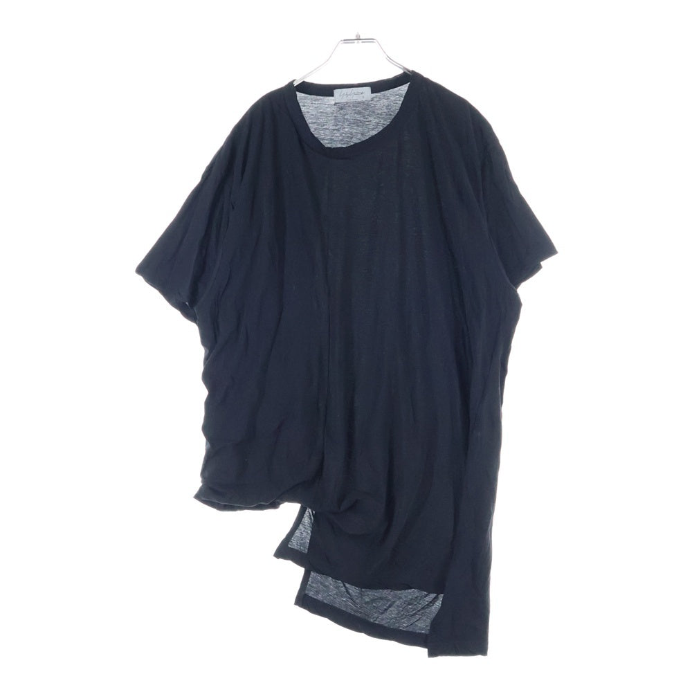 Yohji Yamamoto POUR HOMME(ヨウジヤマモト プールオム) ディオラマ サイドスリットクルーネック半袖Tシャツカットソー ブラック HZ-T70-999