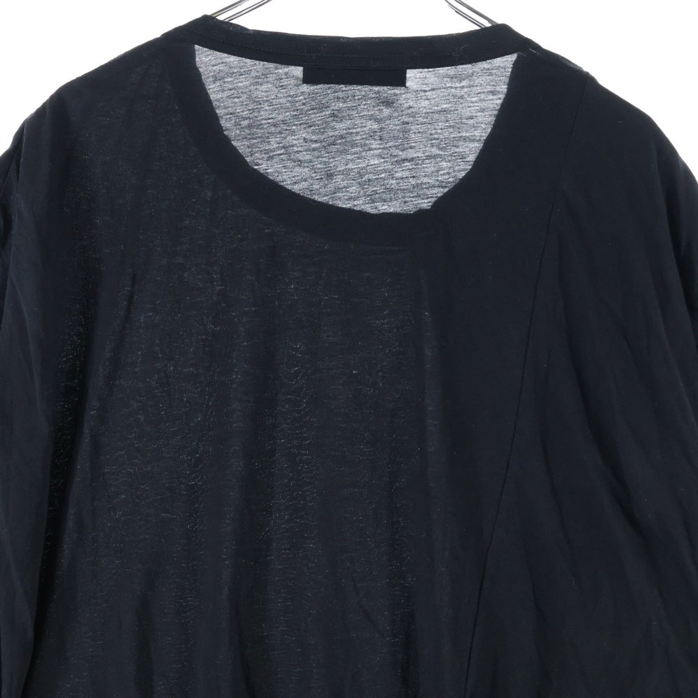 Yohji Yamamoto POUR HOMME(ヨウジヤマモト プールオム) ディオラマ サイドスリットクルーネック半袖Tシャツカットソー ブラック HZ-T70-999