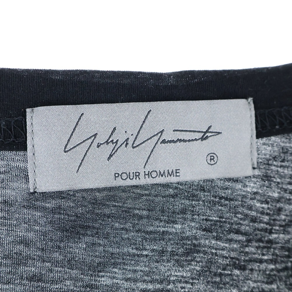 Yohji Yamamoto POUR HOMME(ヨウジヤマモト プールオム) ディオラマ サイドスリットクルーネック半袖Tシャツカットソー ブラック HZ-T70-999