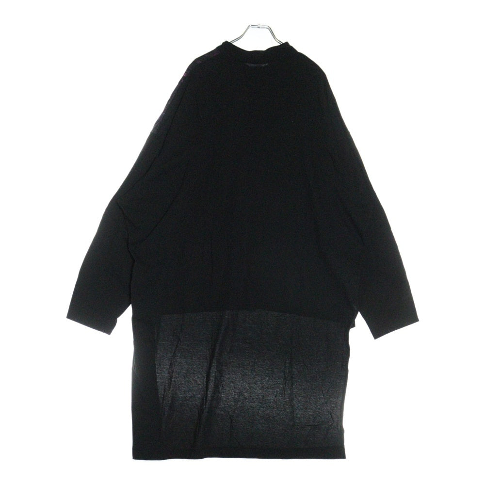 Yohji Yamamoto POUR HOMME(ヨウジヤマモト プールオム) 23AW 柄切り替え前後差CD 変形長袖シャツ ブラック HJ-T74-081