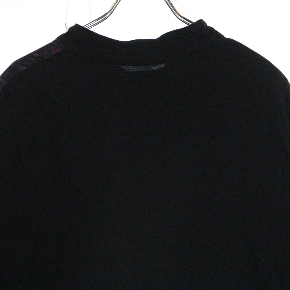 Yohji Yamamoto POUR HOMME(ヨウジヤマモト プールオム) 23AW 柄切り替え前後差CD 変形長袖シャツ ブラック HJ-T74-081