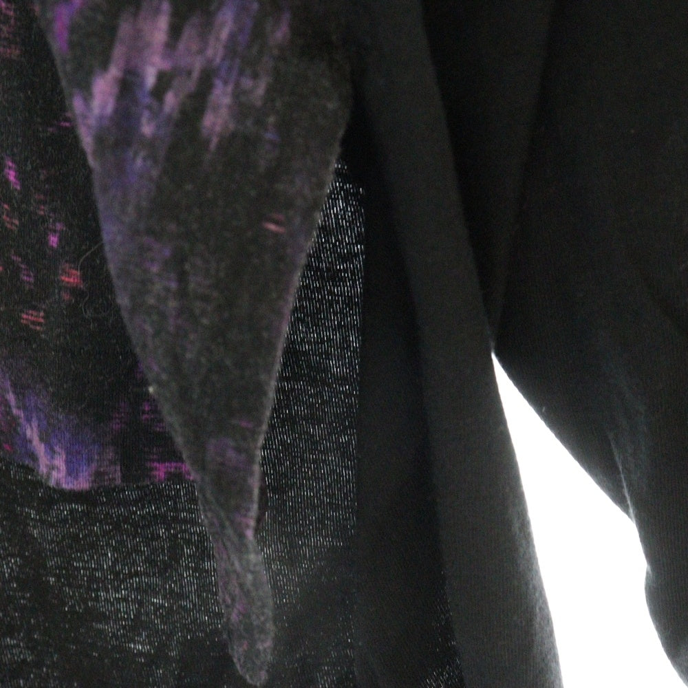 Yohji Yamamoto POUR HOMME(ヨウジヤマモト プールオム) 23AW 柄切り替え前後差CD 変形長袖シャツ ブラック HJ-T74-081
