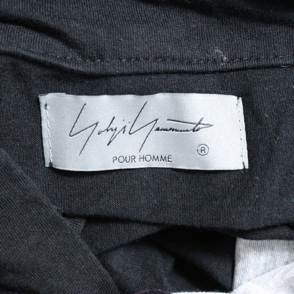 Yohji Yamamoto POUR HOMME(ヨウジヤマモト プールオム) 23AW 柄切り替え前後差CD 変形長袖シャツ ブラック HJ-T74-081