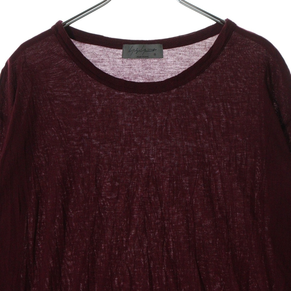Yohji Yamamoto POUR HOMME(ヨウジヤマモト プールオム) 22SS クルーネック長袖Tシャツカットソー レッド HG-T21-270