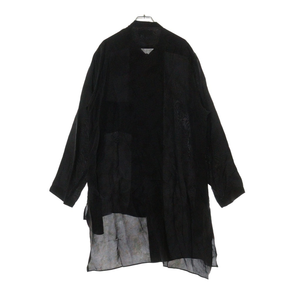 Yohji Yamamoto POUR HOMME(ヨウジヤマモト プールオム) 20AW Asymmetry Stand Blouse 総柄アシンメトリースタンドカラーロング丈長袖シャツブラウス ブラック HR-B16-211