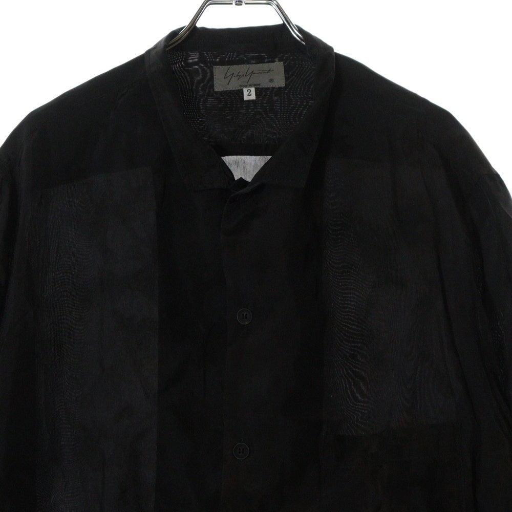 Yohji Yamamoto POUR HOMME(ヨウジヤマモト プールオム) 20AW Asymmetry Stand Blouse 総柄アシンメトリースタンドカラーロング丈長袖シャツブラウス ブラック HR-B16-211