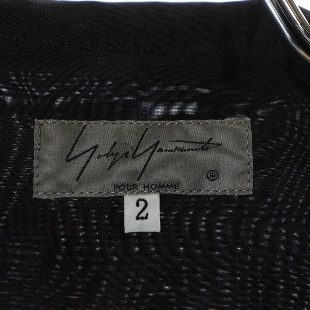 Yohji Yamamoto POUR HOMME(ヨウジヤマモト プールオム) 20AW Asymmetry Stand Blouse 総柄アシンメトリースタンドカラーロング丈長袖シャツブラウス ブラック HR-B16-211