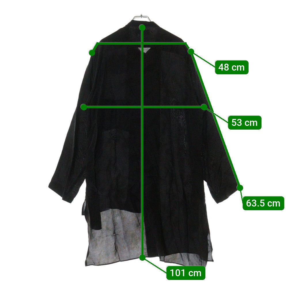 Yohji Yamamoto POUR HOMME(ヨウジヤマモト プールオム) 20AW Asymmetry Stand Blouse 総柄アシンメトリースタンドカラーロング丈長袖シャツブラウス ブラック HR-B16-211