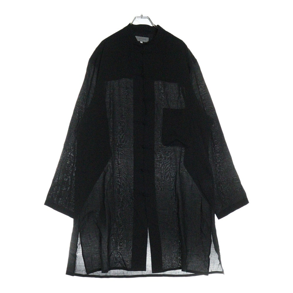 Yohji Yamamoto POUR HOMME(ヨウジヤマモト プールオム) 24SS Shaka Button Blouse 釈迦ボタンロング丈チャイナシャツブラウス ブラック HS-B10-200
