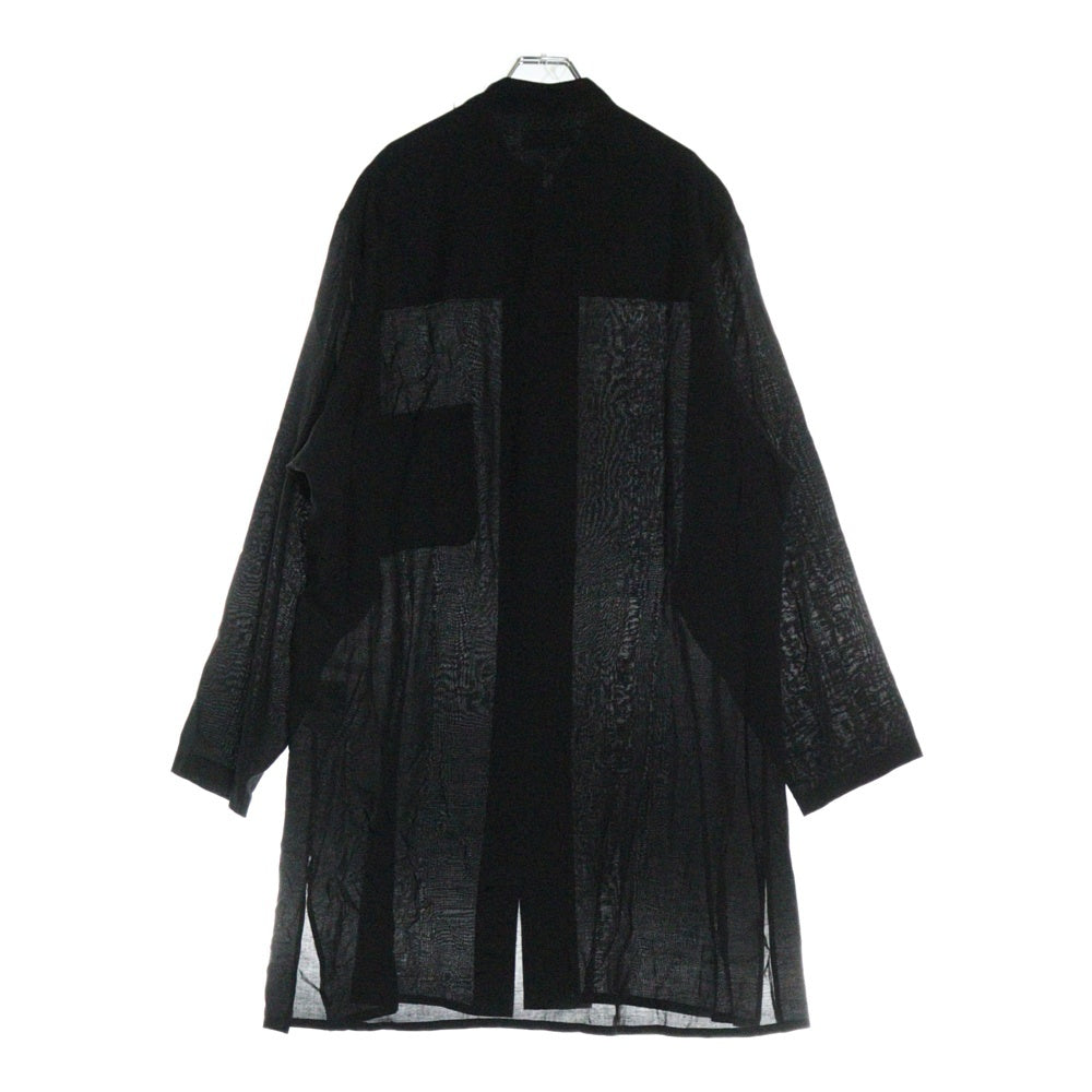 Yohji Yamamoto POUR HOMME(ヨウジヤマモト プールオム) 24SS Shaka Button Blouse 釈迦ボタンロング丈チャイナシャツブラウス ブラック HS-B10-200