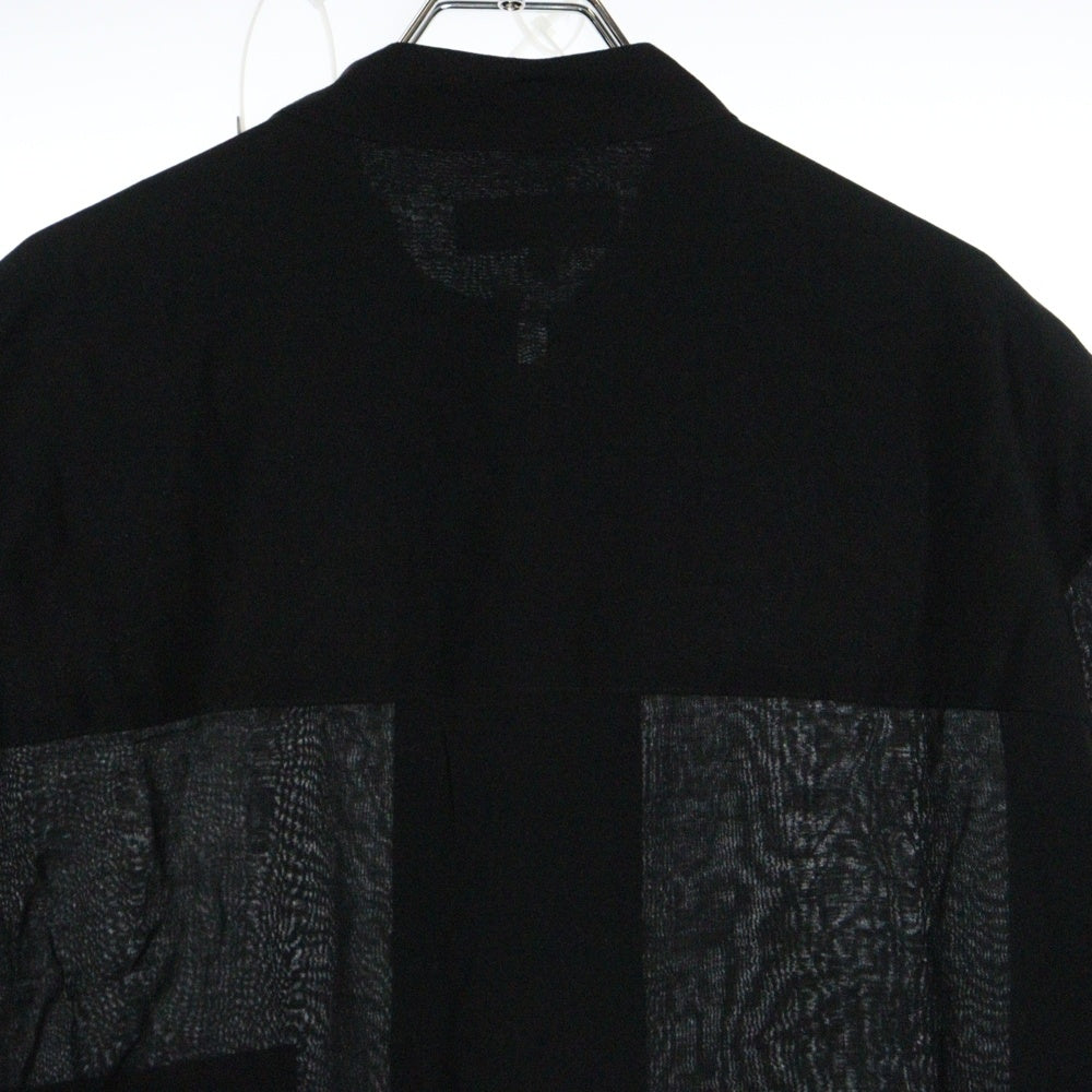 Yohji Yamamoto POUR HOMME(ヨウジヤマモト プールオム) 24SS Shaka Button Blouse 釈迦ボタンロング丈チャイナシャツブラウス ブラック HS-B10-200