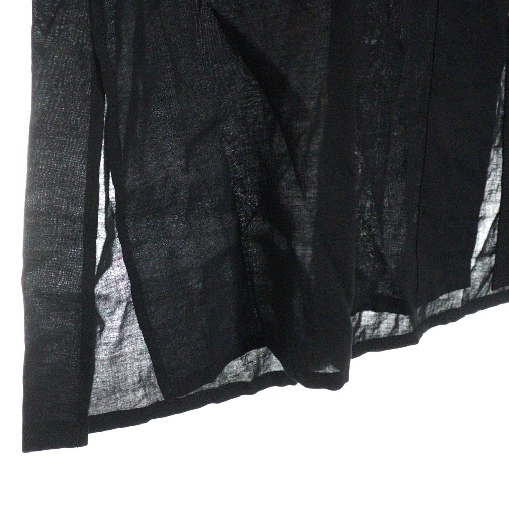 Yohji Yamamoto POUR HOMME(ヨウジヤマモト プールオム) 24SS Shaka Button Blouse 釈迦ボタンロング丈チャイナシャツブラウス ブラック HS-B10-200