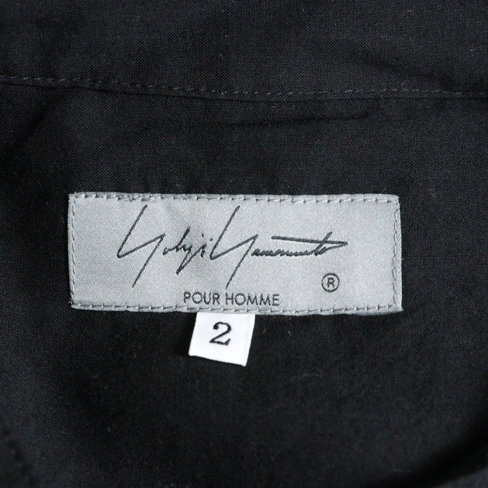 Yohji Yamamoto POUR HOMME(ヨウジヤマモト プールオム) 24SS Shaka Button Blouse 釈迦ボタンロング丈チャイナシャツブラウス ブラック HS-B10-200