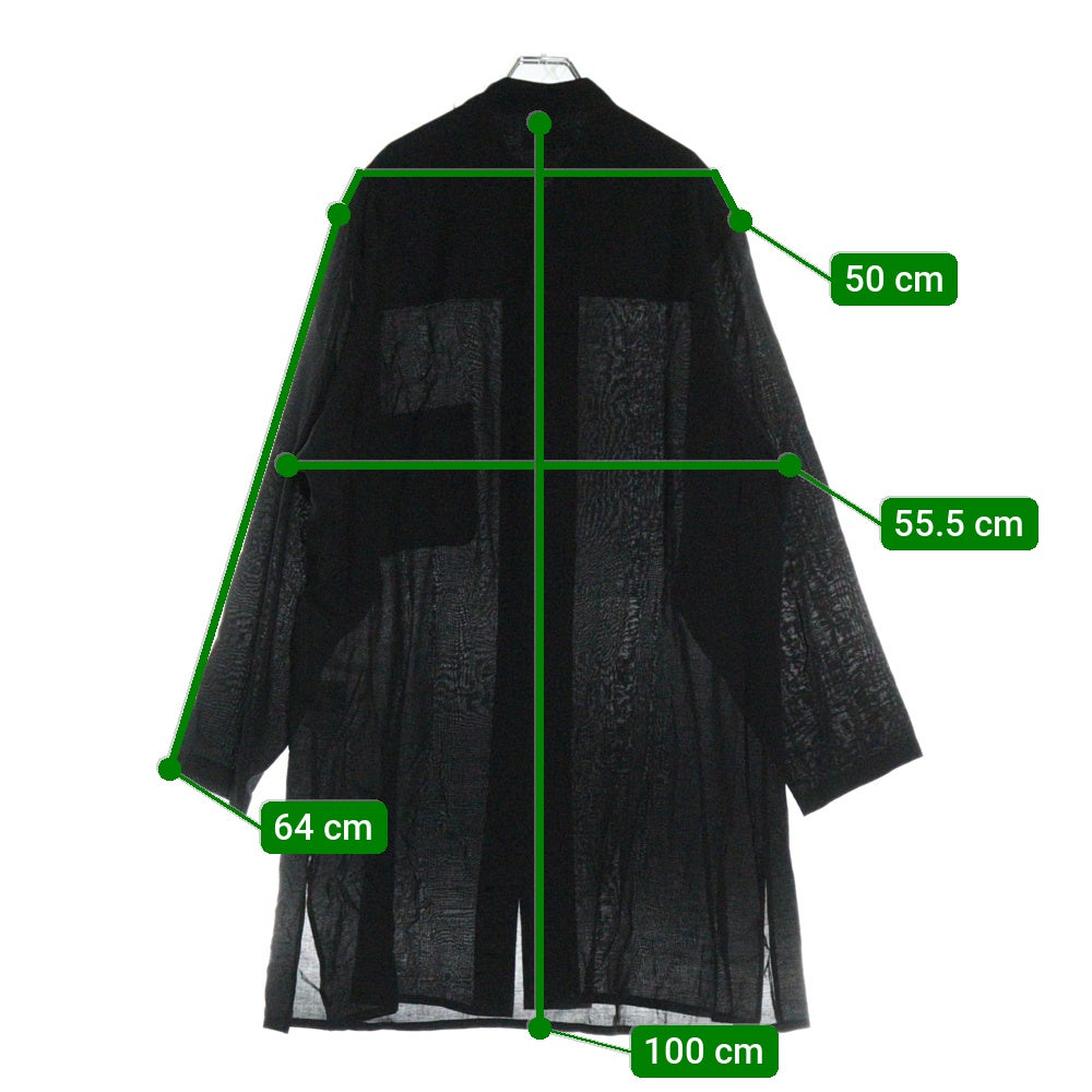 Yohji Yamamoto POUR HOMME(ヨウジヤマモト プールオム) 24SS Shaka Button Blouse 釈迦ボタンロング丈チャイナシャツブラウス ブラック HS-B10-200