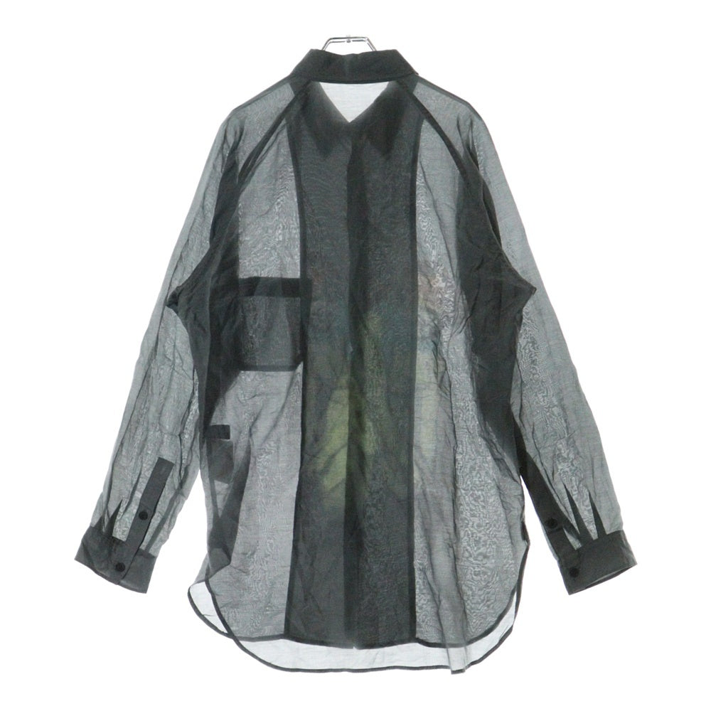 Yohji Yamamoto POUR HOMME(ヨウジヤマモト プールオム) 24S ウーマンウェアリングソックス プリントコットンシルク長袖シャツブラウス ブルー HS-B22-043