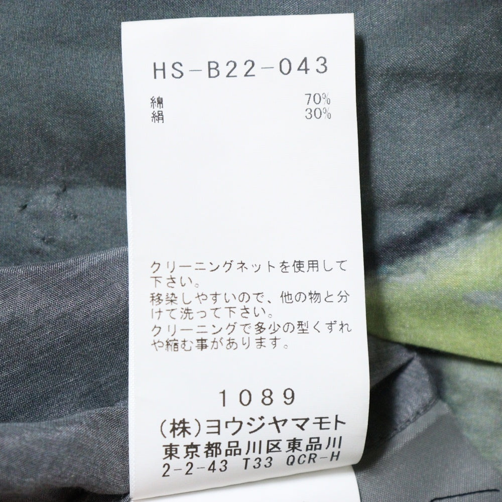 Yohji Yamamoto POUR HOMME(ヨウジヤマモト プールオム) 24S ウーマンウェアリングソックス プリントコットンシルク長袖シャツブラウス ブルー HS-B22-043