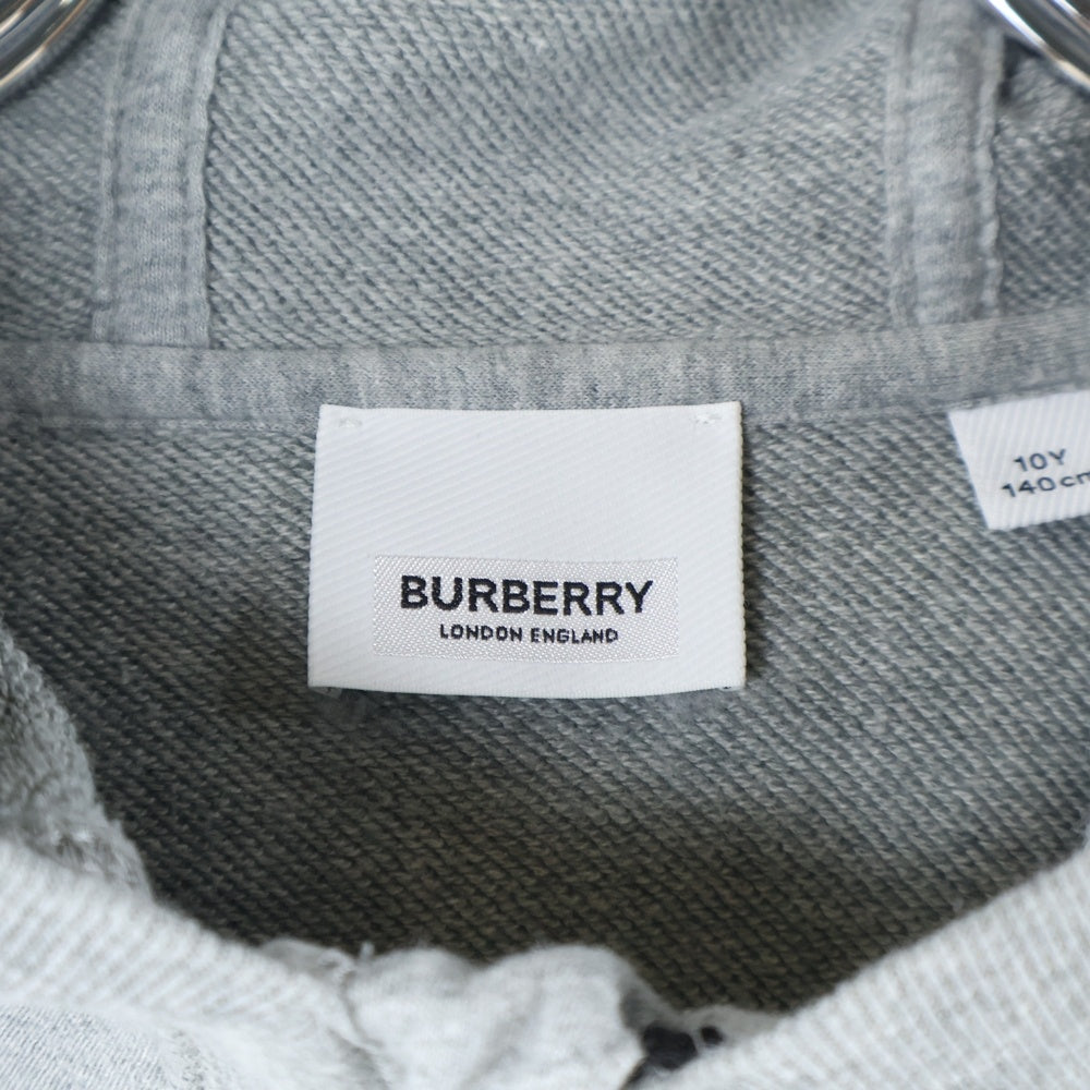 BURBERRY(バーバリー) 切り替えチェックデザインジップアップフーディースウェットパーカー キッズ グレー
