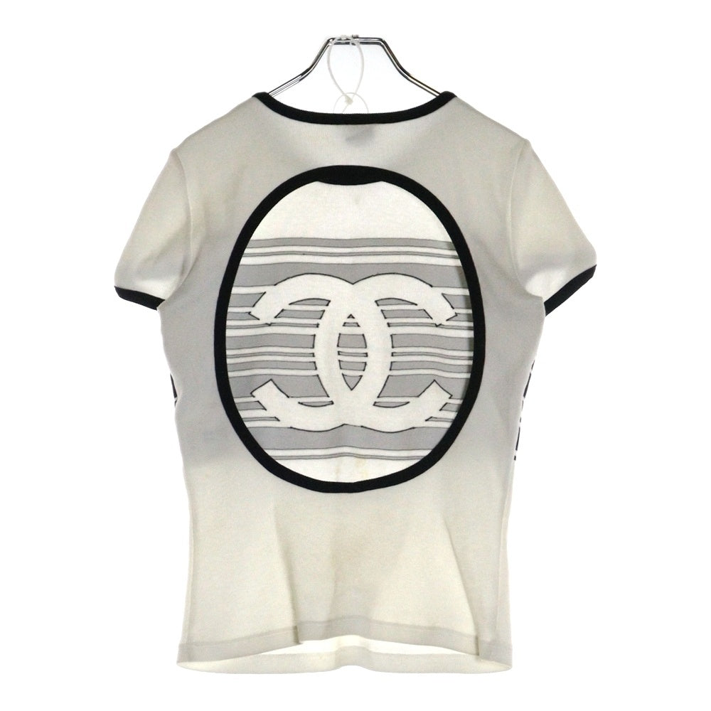 CHANEL(シャネル) ココマーク バックオープン クルーネック半袖Tシャツカットソー レディース ホワイト P74063V64275