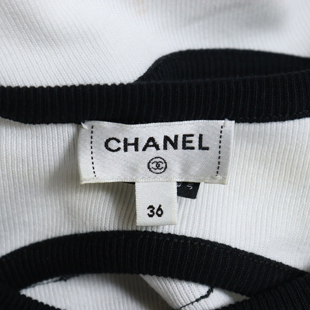 CHANEL(シャネル) ココマーク バックオープン クルーネック半袖Tシャツカットソー レディース ホワイト P74063V64275