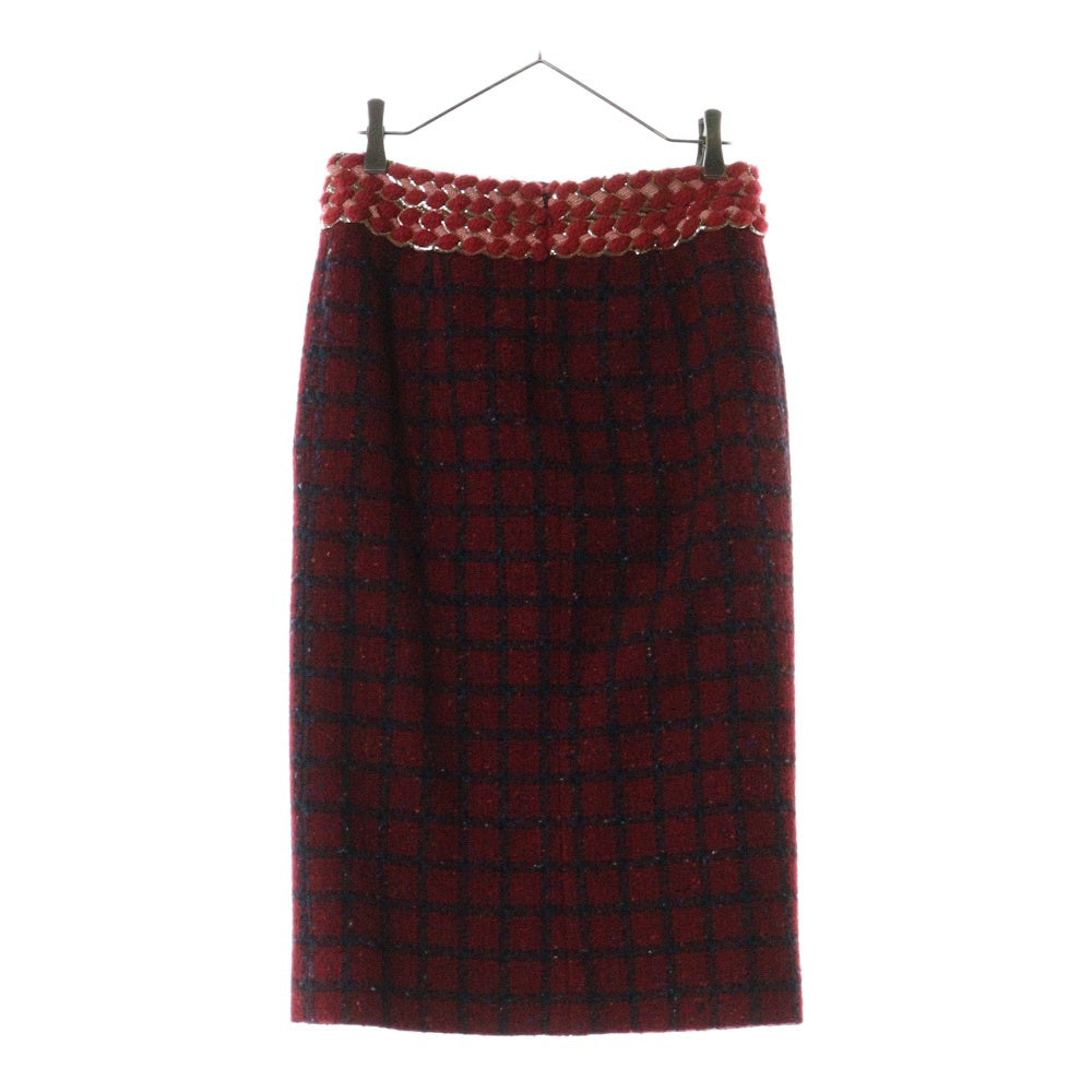 CHANEL(シャネル) 22AW ココチャーム チェック柄 ツイードスカート レディース レッド P73676V65157