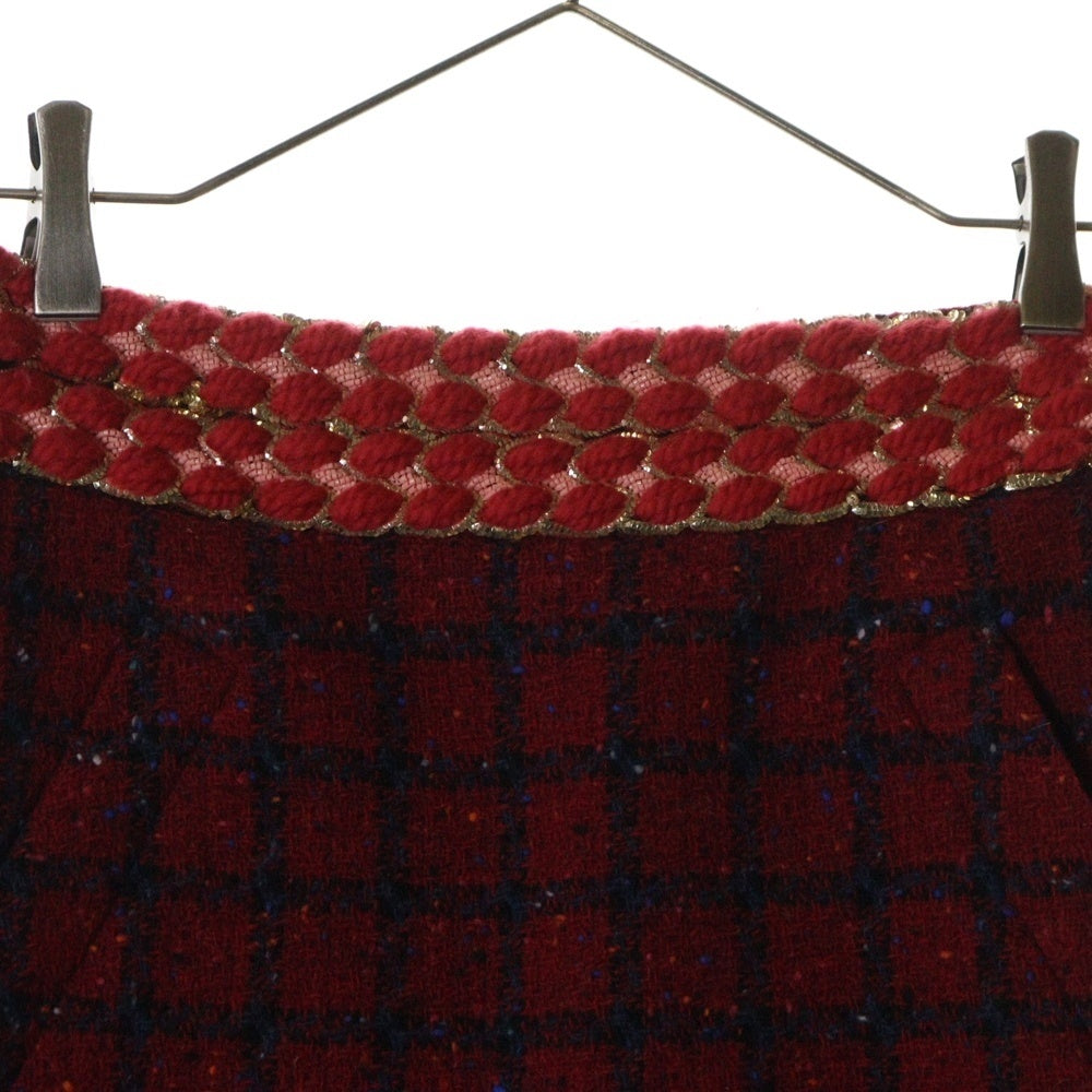 CHANEL(シャネル) 22AW ココチャーム チェック柄 ツイードスカート レディース レッド P73676V65157