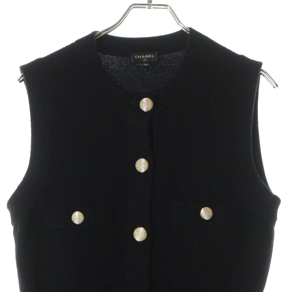 CHANEL(シャネル) ココマークボタン ノースリーブカシミヤワンピース レディース P72778K10442