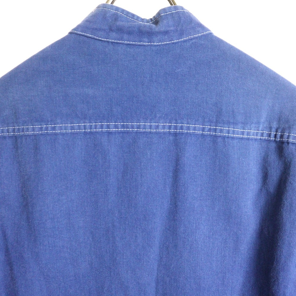 NO BRAND(ノーブランド) KEMPEL ×BALANCE+HARMONY ノーカラーワークシャツ ブルー