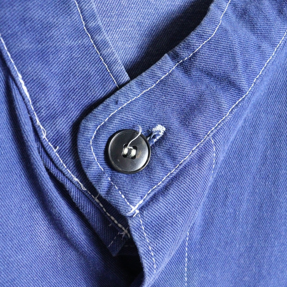 NO BRAND(ノーブランド) KEMPEL ×BALANCE+HARMONY ノーカラーワークシャツ ブルー