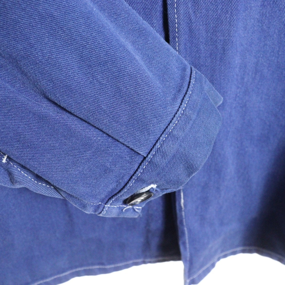 NO BRAND(ノーブランド) KEMPEL ×BALANCE+HARMONY ノーカラーワークシャツ ブルー