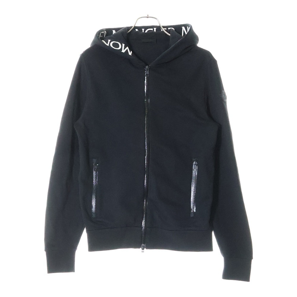 MONCLER(モンクレール) MAGLIA ZIP UP CARDIGAN フード刺繍ロゴ ジップアップスウェットパーカー レディース ブラック H20938G00034 V8183