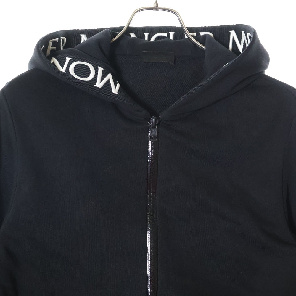 MONCLER(モンクレール) MAGLIA ZIP UP CARDIGAN フード刺繍ロゴ ジップアップスウェットパーカー レディース ブラック H20938G00034 V8183