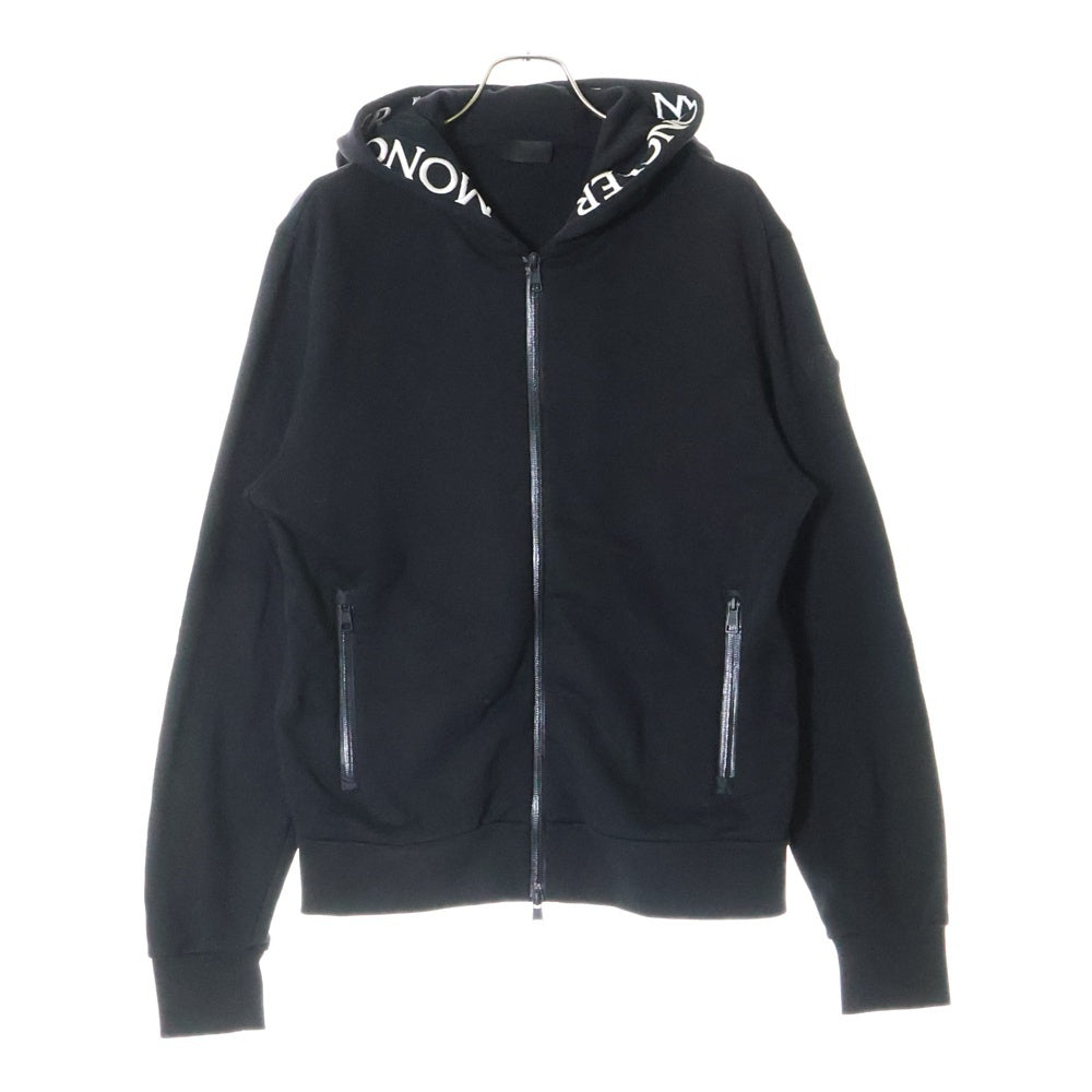MONCLER(モンクレール) MAGLIA CARDIGAN HOODIE SWEATER フードロゴ刺繍 スウェットジップアップパーカー レディース ブラック H20918G00035 V8183