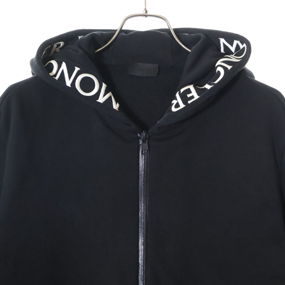 MONCLER(モンクレール) MAGLIA CARDIGAN HOODIE SWEATER フードロゴ刺繍 スウェットジップアップパーカー レディース ブラック H20918G00035 V8183