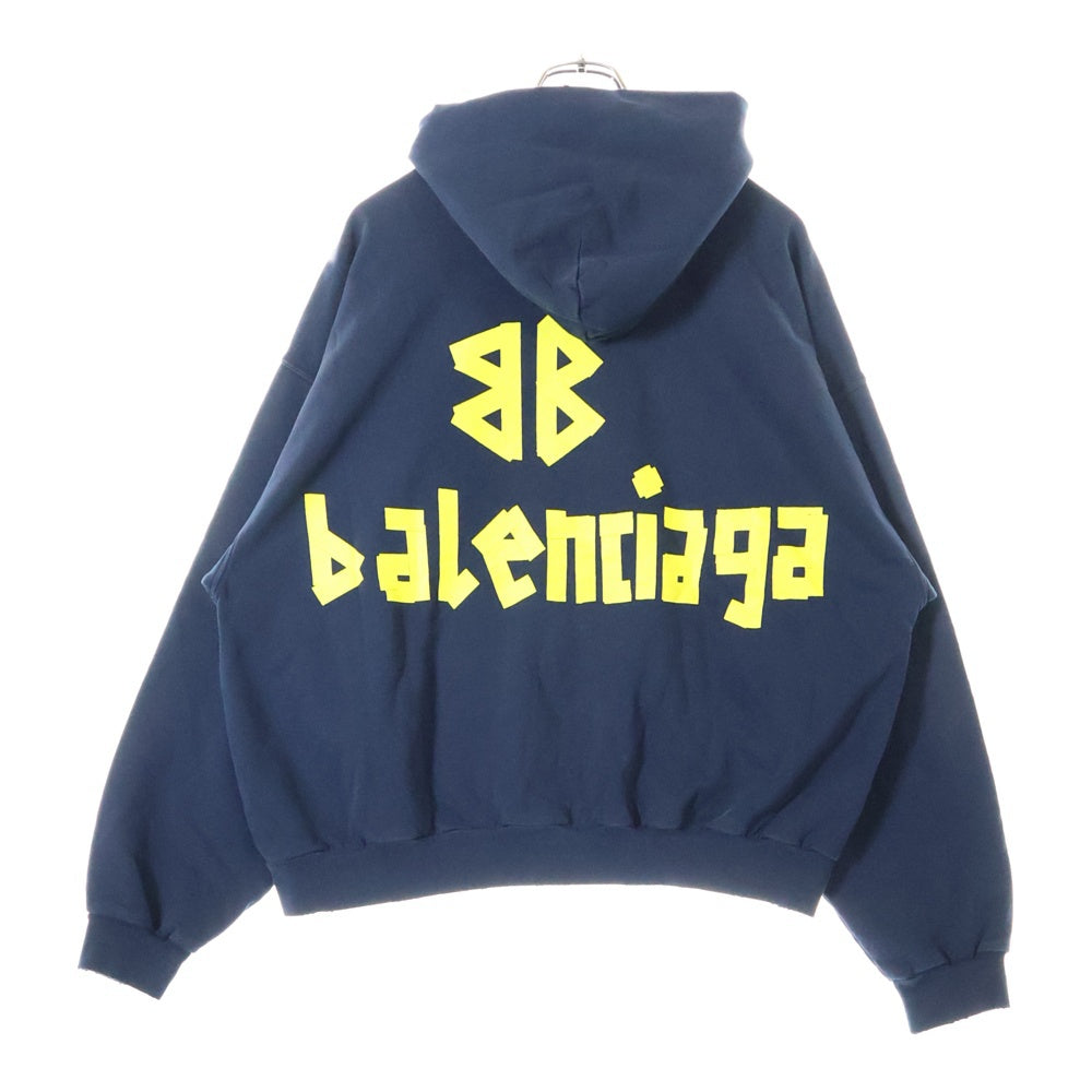 BALENCIAGA(バレンシアガ) 23SS Tape Type Ripped Pocket Hoodie テープタイプ リップポケット プルオーバーパーカー ネイビー 744441 TOVB1