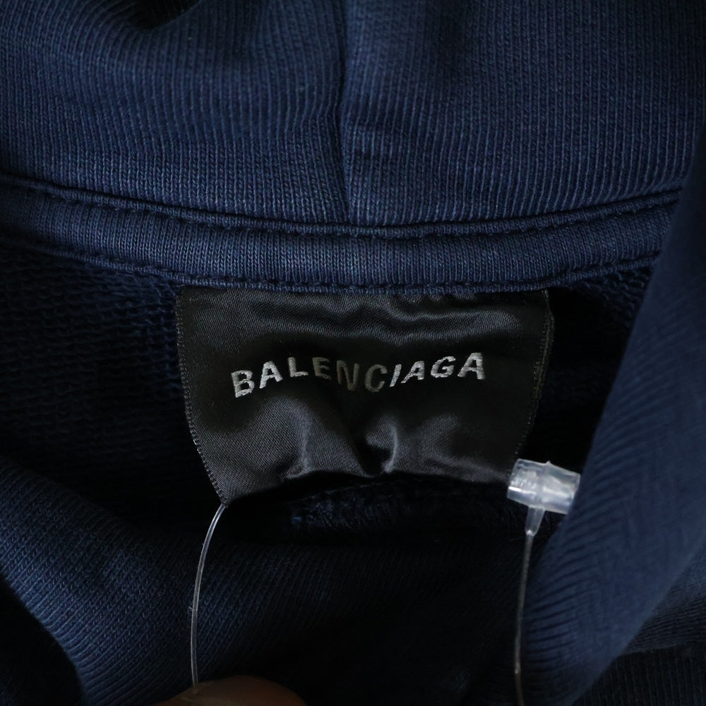 BALENCIAGA(バレンシアガ) 23SS Tape Type Ripped Pocket Hoodie テープタイプ リップポケット プルオーバーパーカー ネイビー 744441 TOVB1