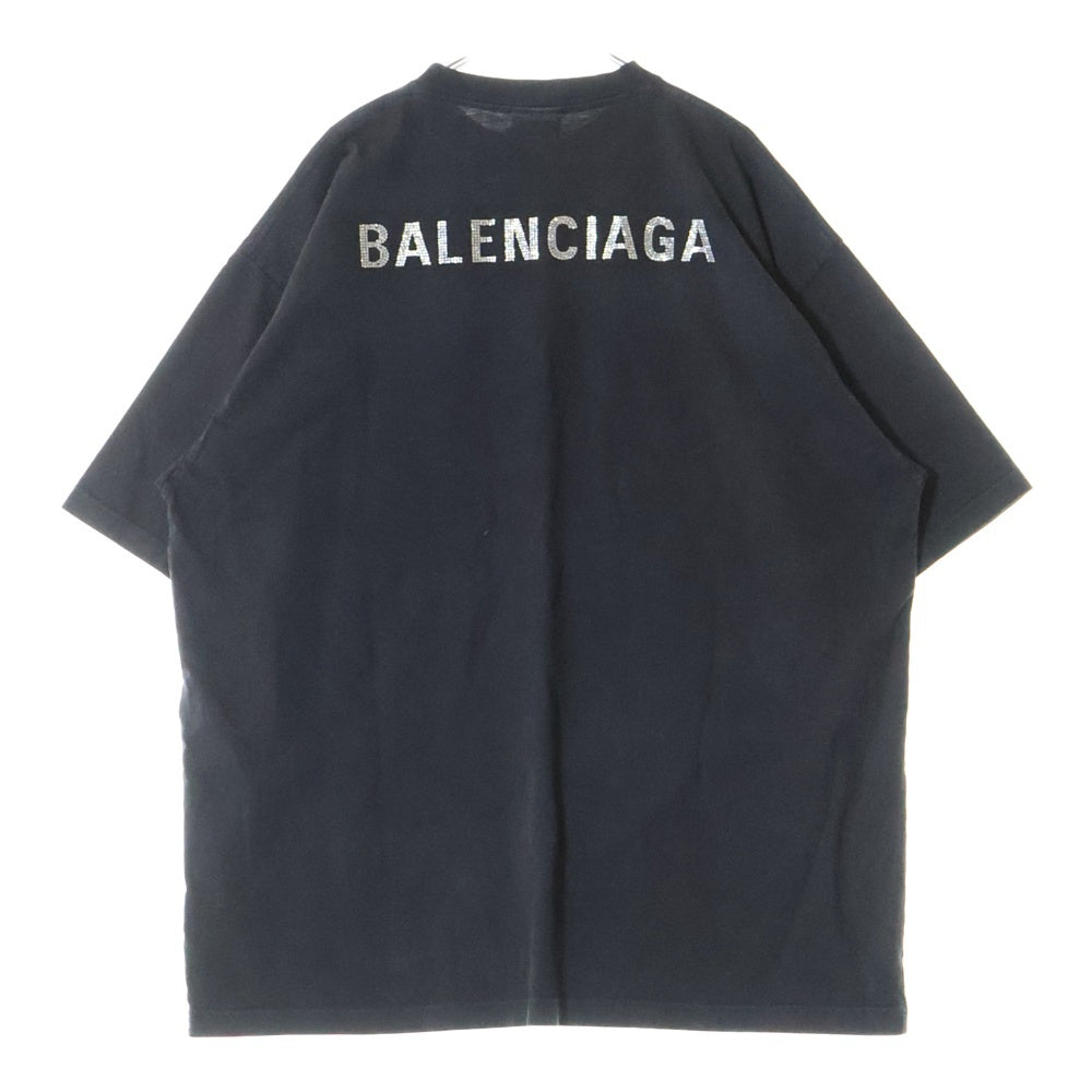 BALENCIAGA(バレンシアガ) バッグラメプリント ラージフィット クルーネック半袖Tシャツカットソー ブラック 641675 TNVU3