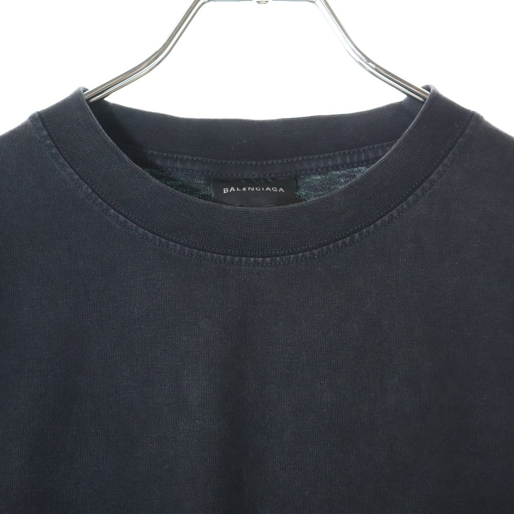 BALENCIAGA(バレンシアガ) バッグラメプリント ラージフィット クルーネック半袖Tシャツカットソー ブラック 641675 TNVU3