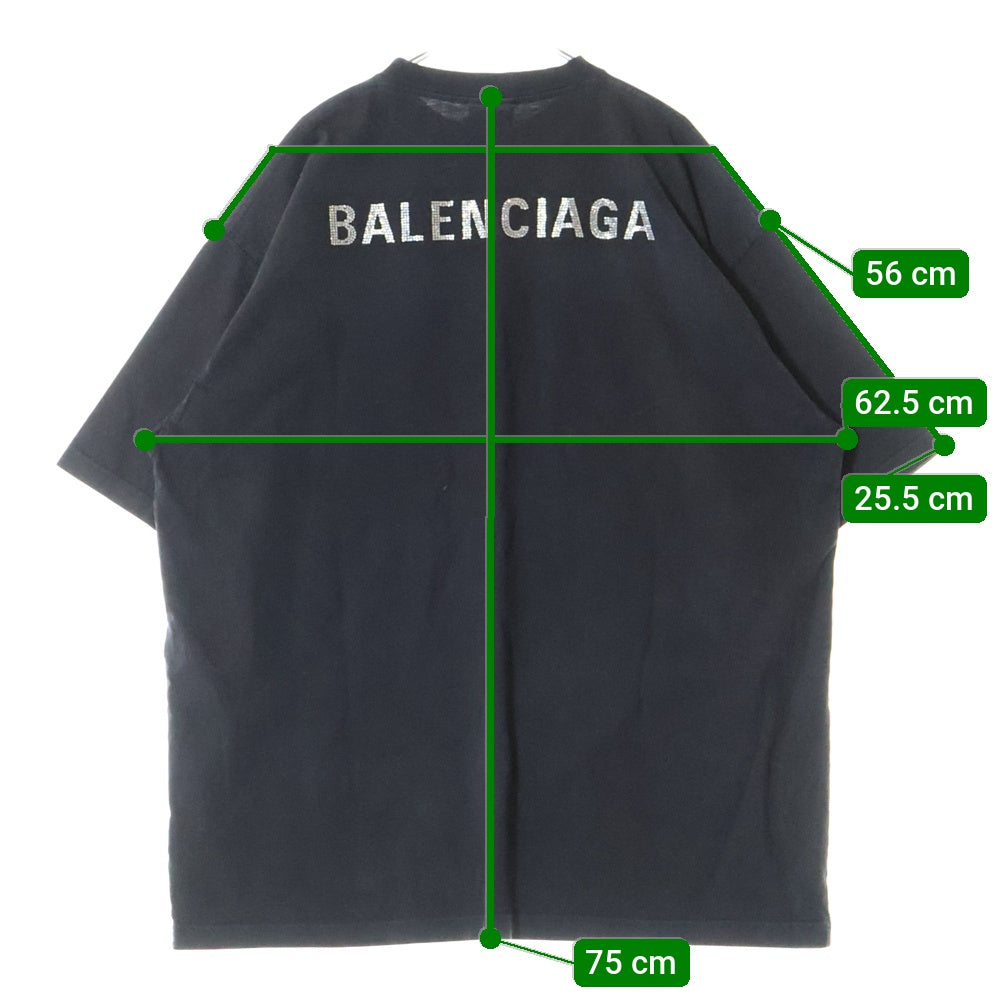 BALENCIAGA(バレンシアガ) バッグラメプリント ラージフィット クルーネック半袖Tシャツカットソー ブラック 641675 TNVU3