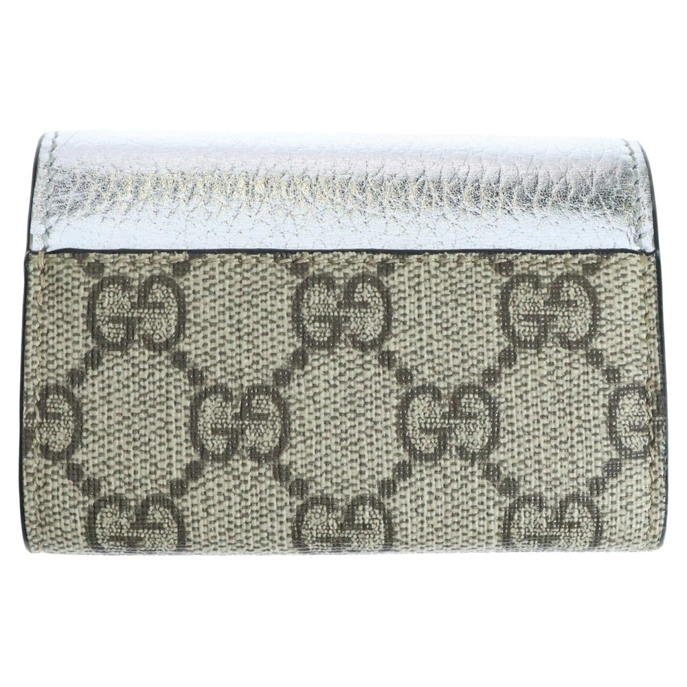 GUCCI(グッチ) GGマーモント ロゴ6連レザーキャンバスキーケース 日本限定 シルバー 456118