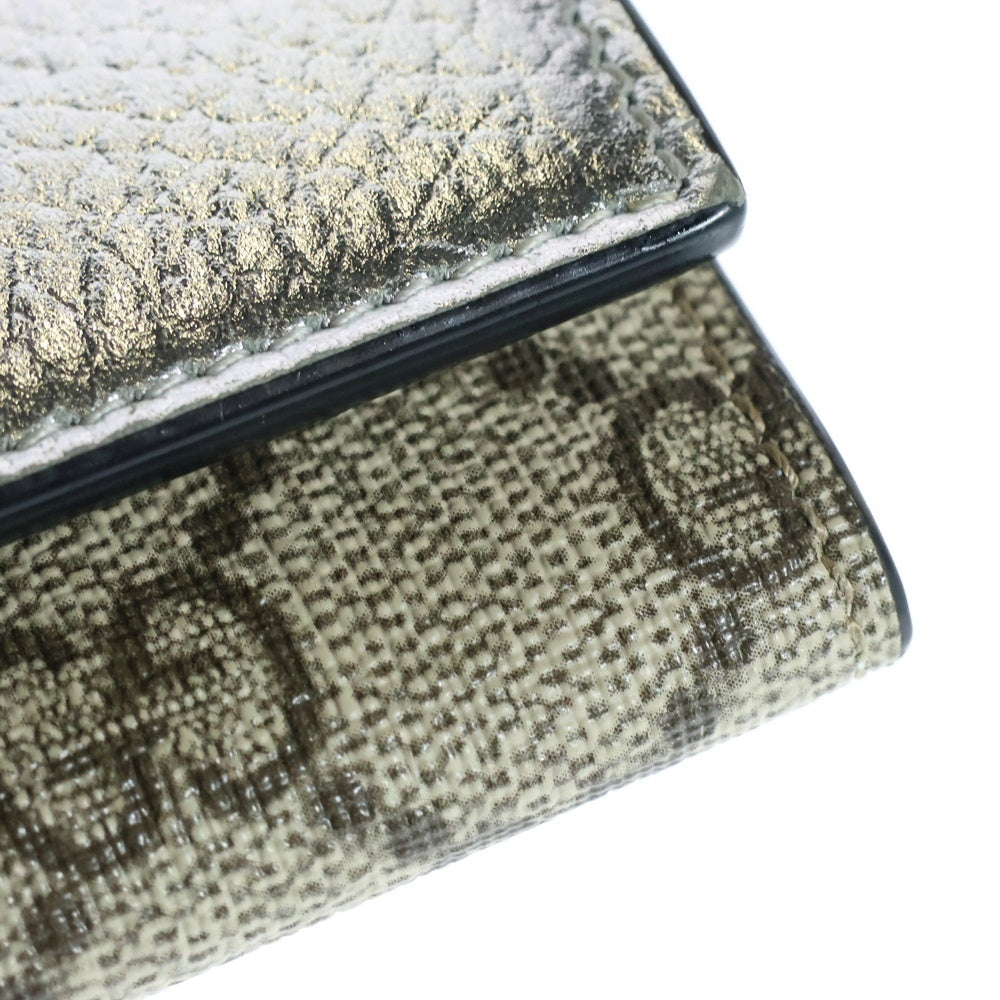GUCCI(グッチ) GGマーモント ロゴ6連レザーキャンバスキーケース 日本限定 シルバー 456118