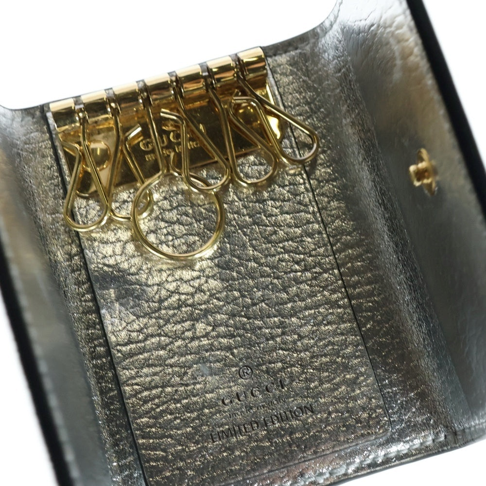 GUCCI(グッチ) GGマーモント ロゴ6連レザーキャンバスキーケース 日本限定 シルバー 456118