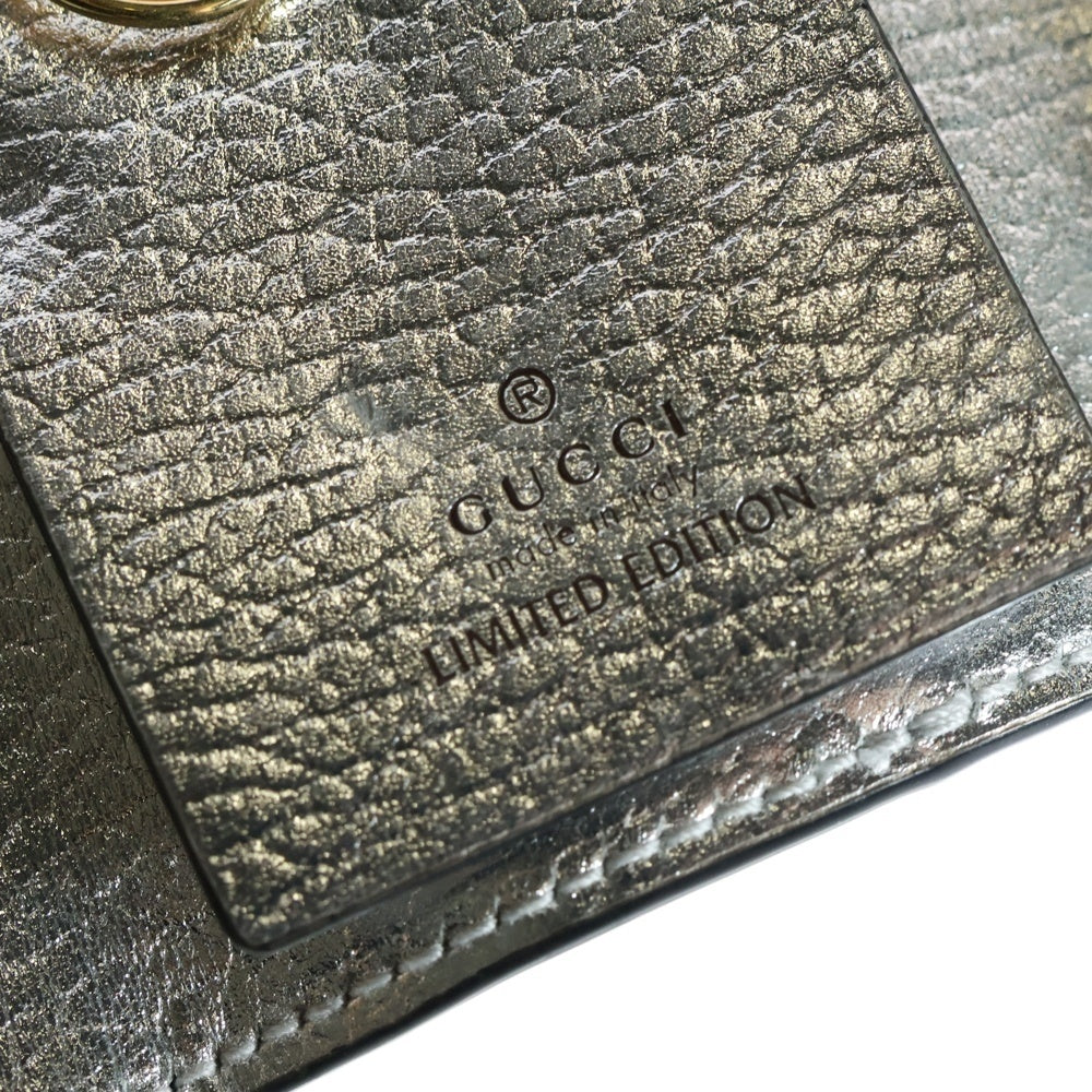 GUCCI(グッチ) GGマーモント ロゴ6連レザーキャンバスキーケース 日本限定 シルバー 456118