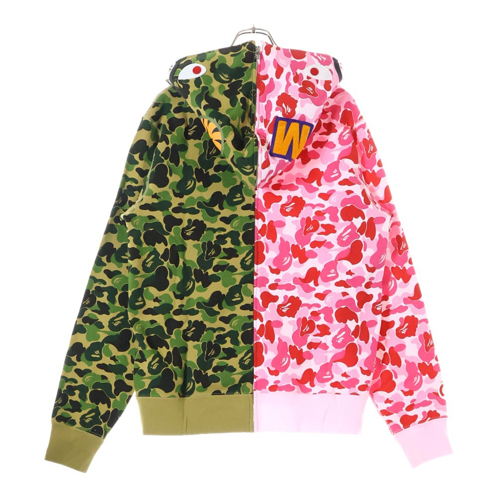 A BATHING APE(アベイシングエイプ) ABC SEPARATE SHARK FULL ZIP HOODIE ABC セパレート シャーク フルジップアップパーカー カモ/ピンク 001ZPL701001M