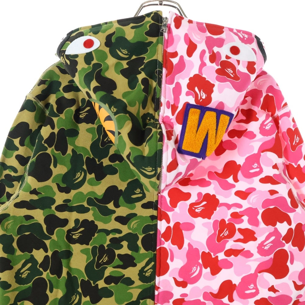 A BATHING APE(アベイシングエイプ) ABC SEPARATE SHARK FULL ZIP HOODIE ABC セパレート シャーク フルジップアップパーカー カモ/ピンク 001ZPL701001M